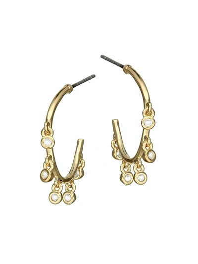 Shop Jules Smith Women's Ditsy 14k Yellow Goldplated & Crystal Charm Hoop Earrings