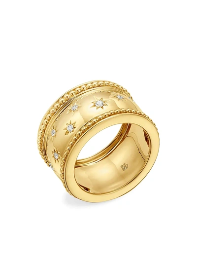 Shop Temple St Clair Women's Celestial 18k Yellow Gold & Diamond Cosmo Wide Band Ring