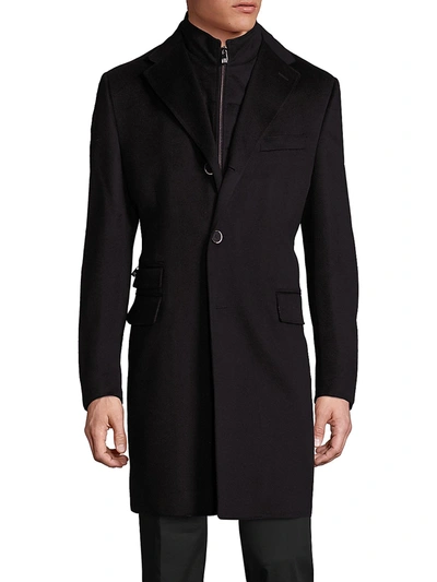 Shop Corneliani Virgin Wool Long Coat In Black