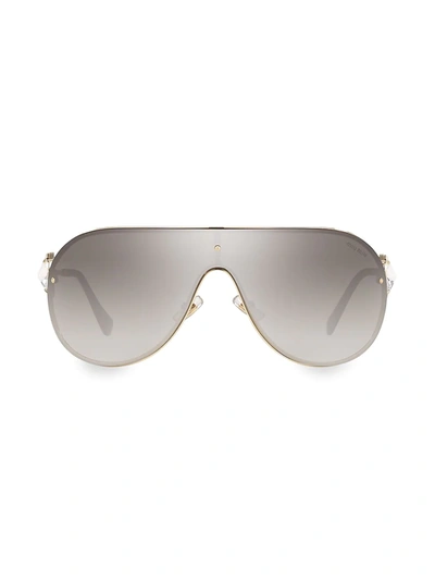 Shop Miu Miu 37mm Embellished Shield Sunglasses In Grey