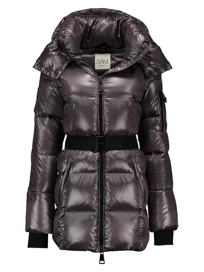 Shop Sam. Women's Soho Belted Nylon Down Mid-length Jacket In Anthracite
