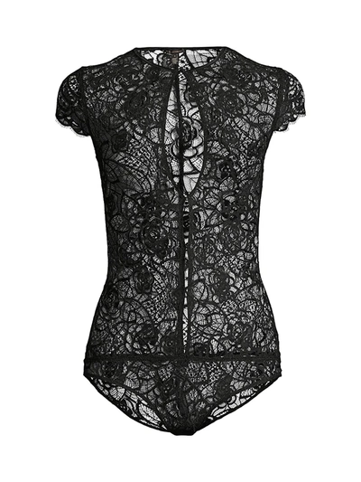 Shop Kiki De Montparnasse Women's Coquette Lace Keyhole Bodysuit In Black