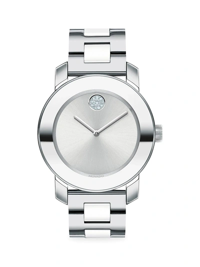 Shop Movado Women's Bold Stainless Steel Bracelet Watch In Silver