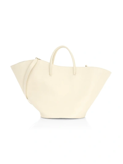 Shop Little Liffner Women's Large Tulip Leather Tote In Ivory