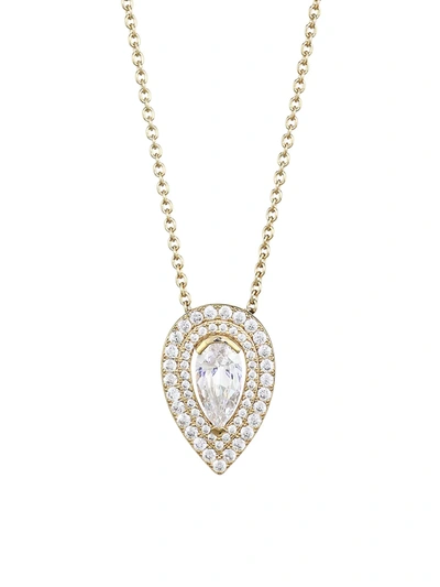 Shop Adriana Orsini Women's 18k Goldplated Sterling Silver Cubic Zironia Teardrop Pendant Necklace