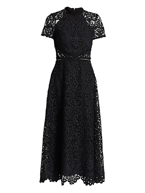 monique lhuillier black lace dress