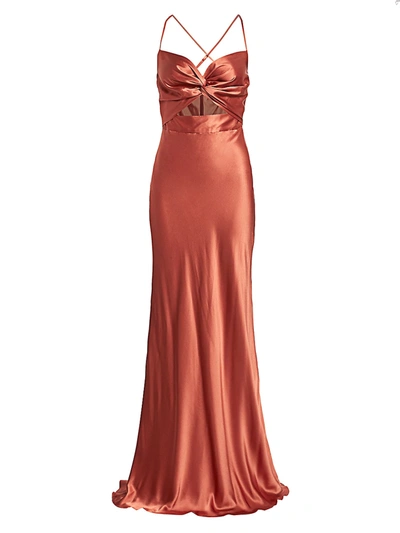 Shop Michelle Mason Women's Twist Sweetheart Silk Gown In Dune