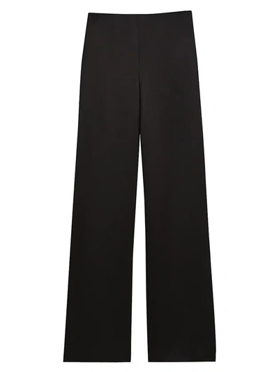 Shop Theory Crepe Satin Clean Wide Leg Pants In Black