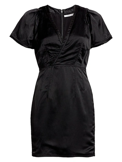Shop Derek Lam 10 Crosby Surplice Strech-linen Sheath Dress In Black