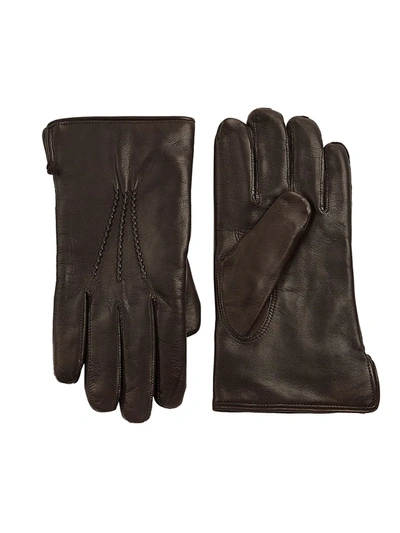 Shop Saks Fifth Avenue Collection Leather Gloves In Brown
