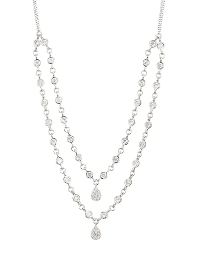 Shop Meira T 14k White Gold & Diamond Double-strand Bezel Necklace