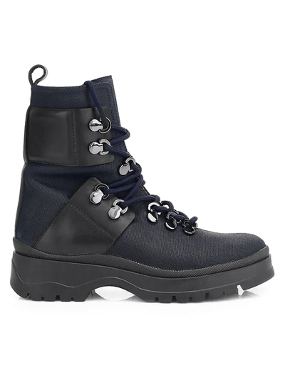 Shop Aquatalia Women's Starla Canvas & Leather Hiking Boots In Navy Black