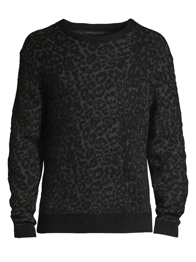 Shop John Varvatos Men's Boulder Leopard Jacquard Sweater In Black