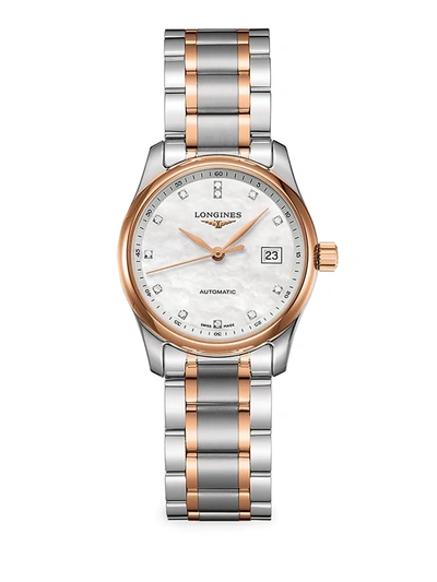 Shop Longines Men's Two-tone Stainless Steel Bracelet Watch In Sapphire