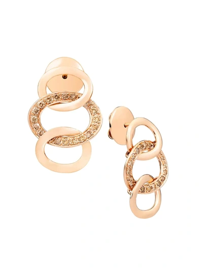 Shop Pomellato Brera 18k Rose Gold & Brown Diamond Dangle Link Drop Earrings