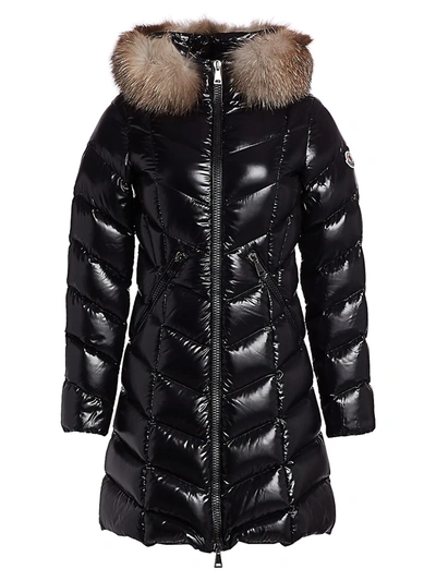 Shop Moncler Women's Fulmarus Lacquer Fox Fur-trim Puffer Coat In Black