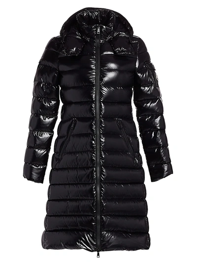 Shop Moncler Women's Moka Lacquer Long Puffer Coat In Black