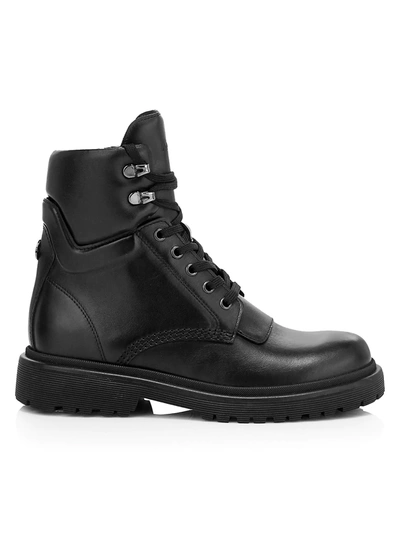 Shop Moncler Patty Leather Hiking Boots In Black