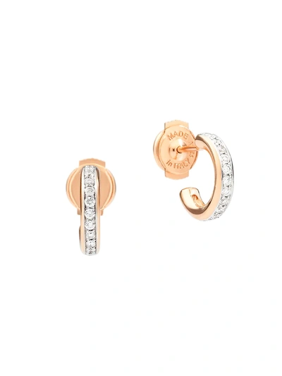 Shop Pomellato Iconica 18k Rose Gold & Diamond Small Hoop Earrings