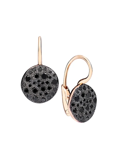 Shop Pomellato Sabbia Black Diamond & 18k Rose Gold Drop Earrings