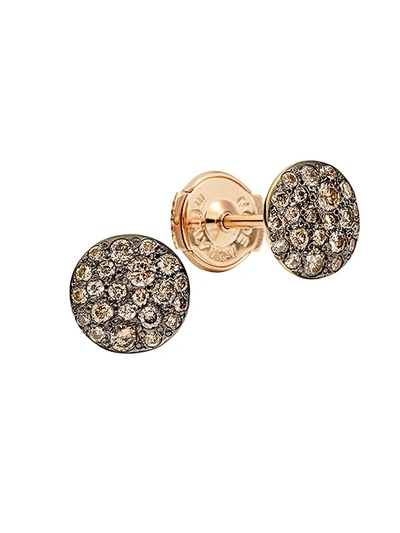 Shop Pomellato Women's Sabbia Brown Diamond & 18k Rose Gold Stud Earrings