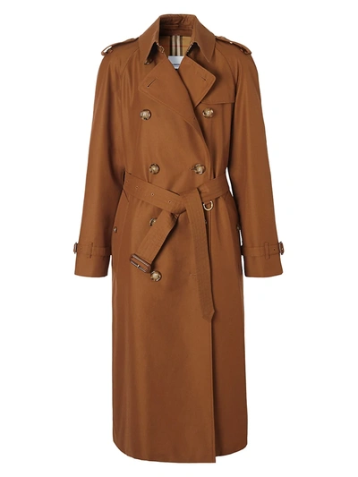 Shop Burberry Women's Waterloo Double Breasted Cotton Gabardine Trench Coat In Chestnut Brown