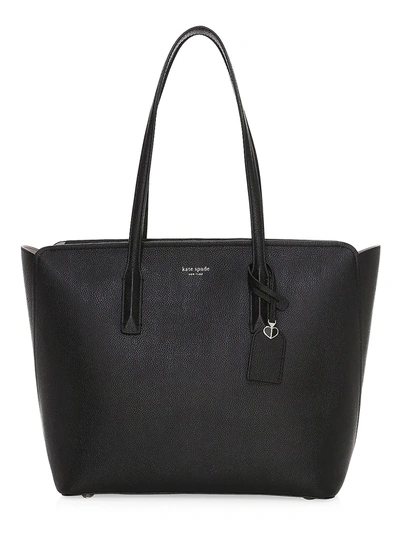 Shop Kate Spade Women's Large Margaux Leather Tote In Black