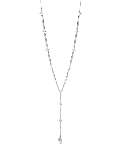 Shop Adriana Orsini Women's Tivoli Rhodium-plated Sterling Silver & Cubic Zirconia Long Y Necklace
