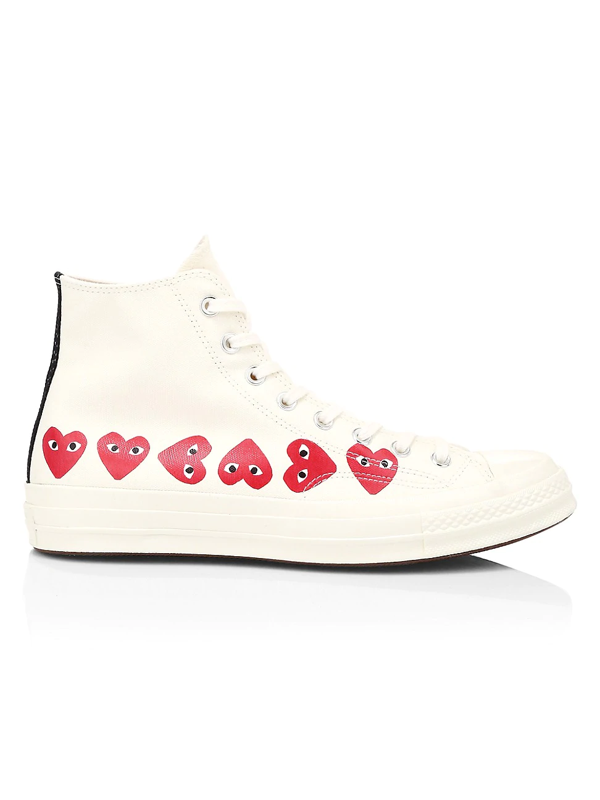 white converse with the heart