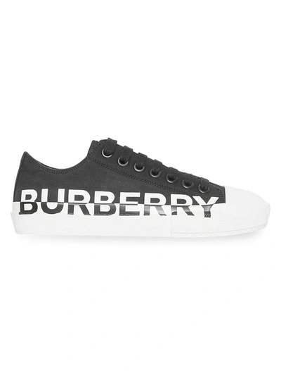 Shop Burberry Women's Larkhall Logo Leather Sneakers In Black