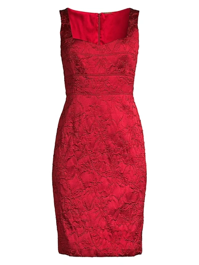 Shop Elie Tahari Femi Matelass Sheath Dress In Kilim Red