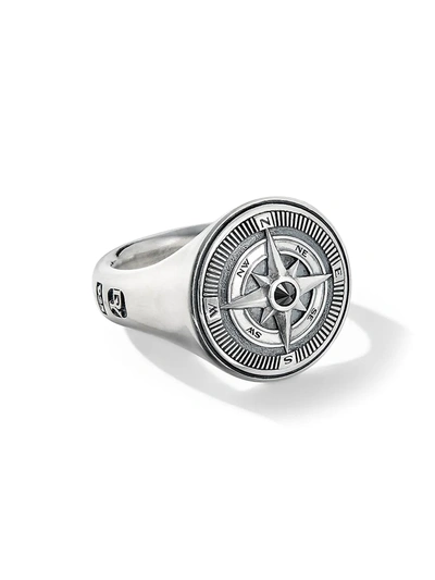 Shop David Yurman Men's Maritime Sterling Silver & Black Diamond Compass Signet Ring
