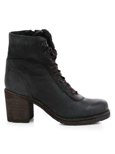 Shop Frye Karen Shearling-lined Leather Hiking Boots In Black