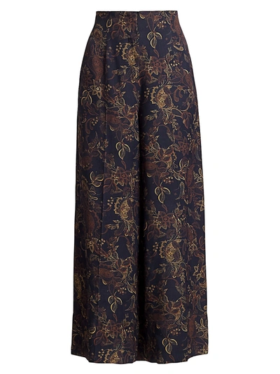 Shop Amur Women's Lewis Floral Wide-leg Pants In Charcoal
