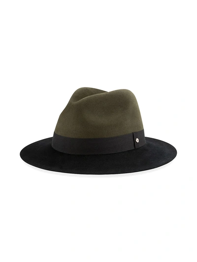 Shop New Era Colorblock Wool Wide-brim Fedora Hat In Olive Black