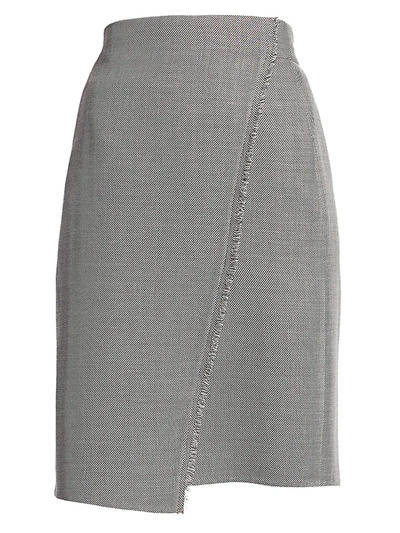 Shop Akris Women's Fringe-trim Faux Wrap Pencil Skirt In Granite