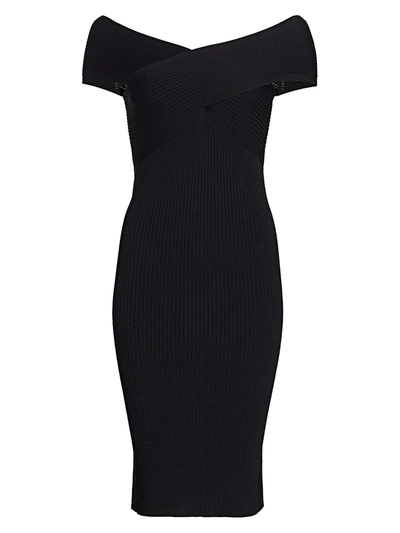 Shop Akris Women's Off-the-shoulder Ribbed Midi Dress In Black