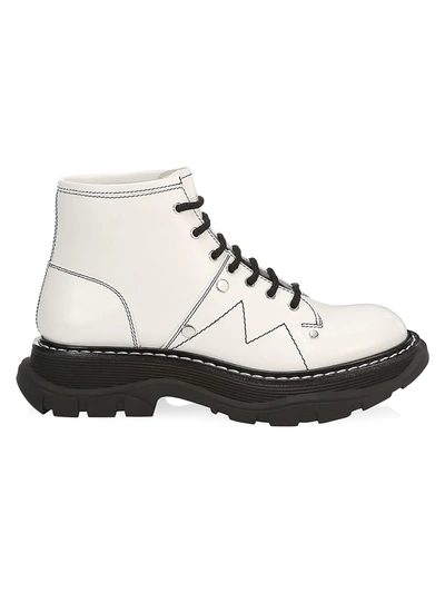 Shop Alexander Mcqueen Women's Tread Lace-up Boots In Ivory