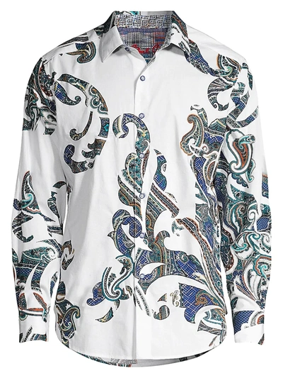 Shop Robert Graham Men's Classic-fit Marlo Multi-pattern Paisley Print Shirt In White