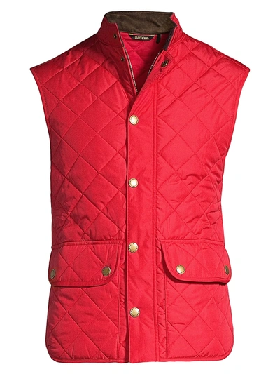 Shop Barbour Lowerdale Diamond-quilted Vest In Red