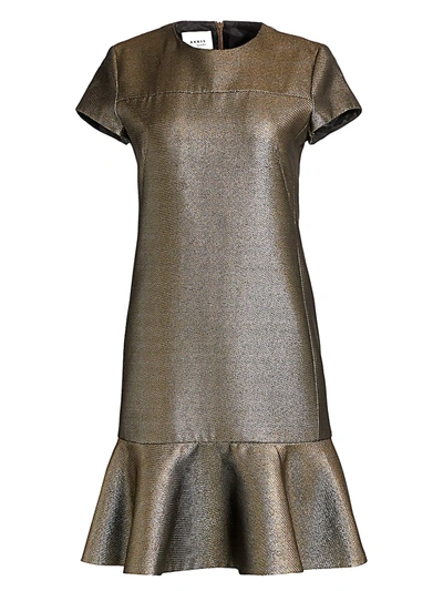 Shop Akris Punto Lamé Cap-sleeve Dress In Gold
