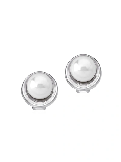 Shop Majorica Women's Sterling Silver & Organic Man-made Pearl Stud Earrings