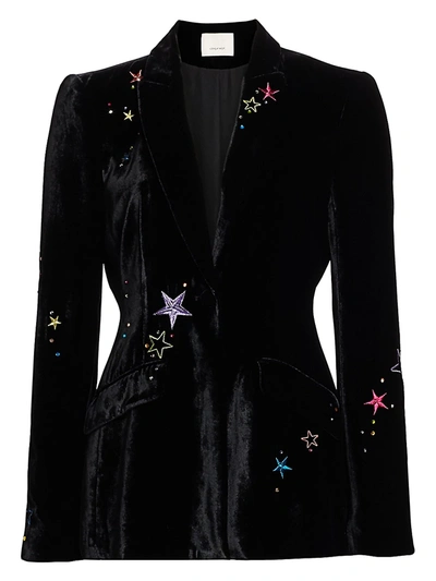 Shop Cinq À Sept Women's Estelle Embellished Velvet Blazer In Black Multi