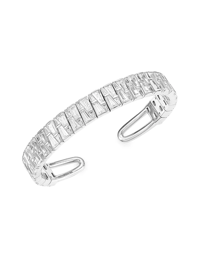 Shop Adriana Orsini Azlyn Rhodium-plated Sterling Silver & Cubic Zirconia Zipper Flex Cuff Bracelet