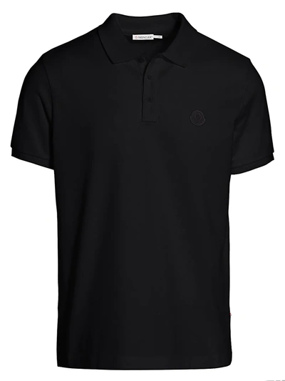 Shop Moncler Short-sleeve Cotton Polo In Black