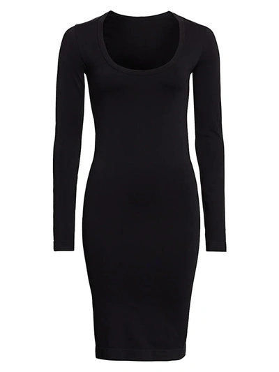 Shop Helmut Lang Women's Scoopneck Bodycon Dress In Black