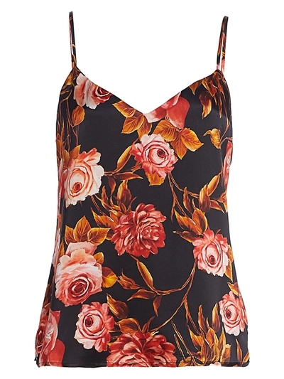 Shop L Agence Women's Jane Rose Print Silk Tank Top In Basalt Rosa