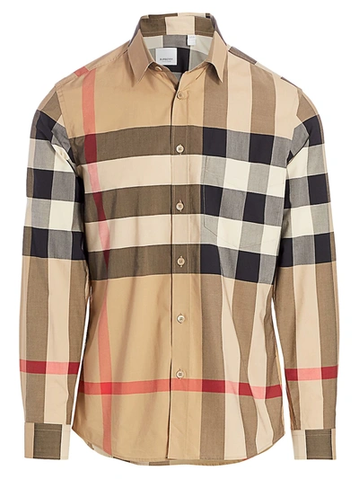 Shop Burberry Somerton Check Shirt In Archive Beige