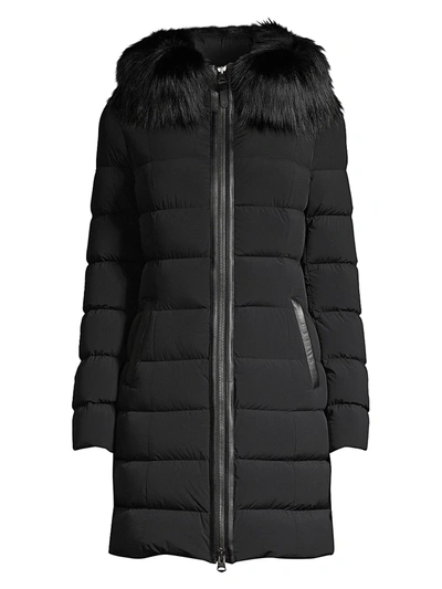 Shop Mackage Women's Calla Silverfox Fur-trim Puffer Down Jacket In Black