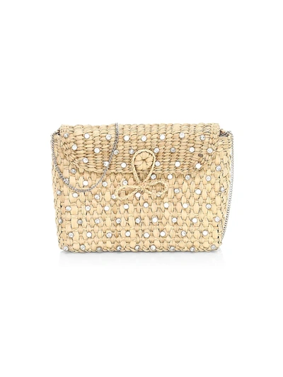 Shop Poolside Women's The Denise Embellished Straw Box Clutch In Natural